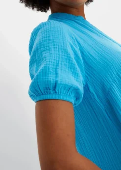 bonprix Bekleidung·Pullover & Strickjacken|Kleider^Minikleid aus Musselin türkis