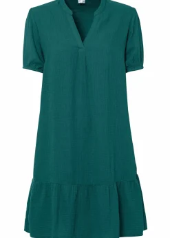 bonprix Kleider|Bekleidung·Pullover & Strickjacken^Minikleid aus Musselin petrol