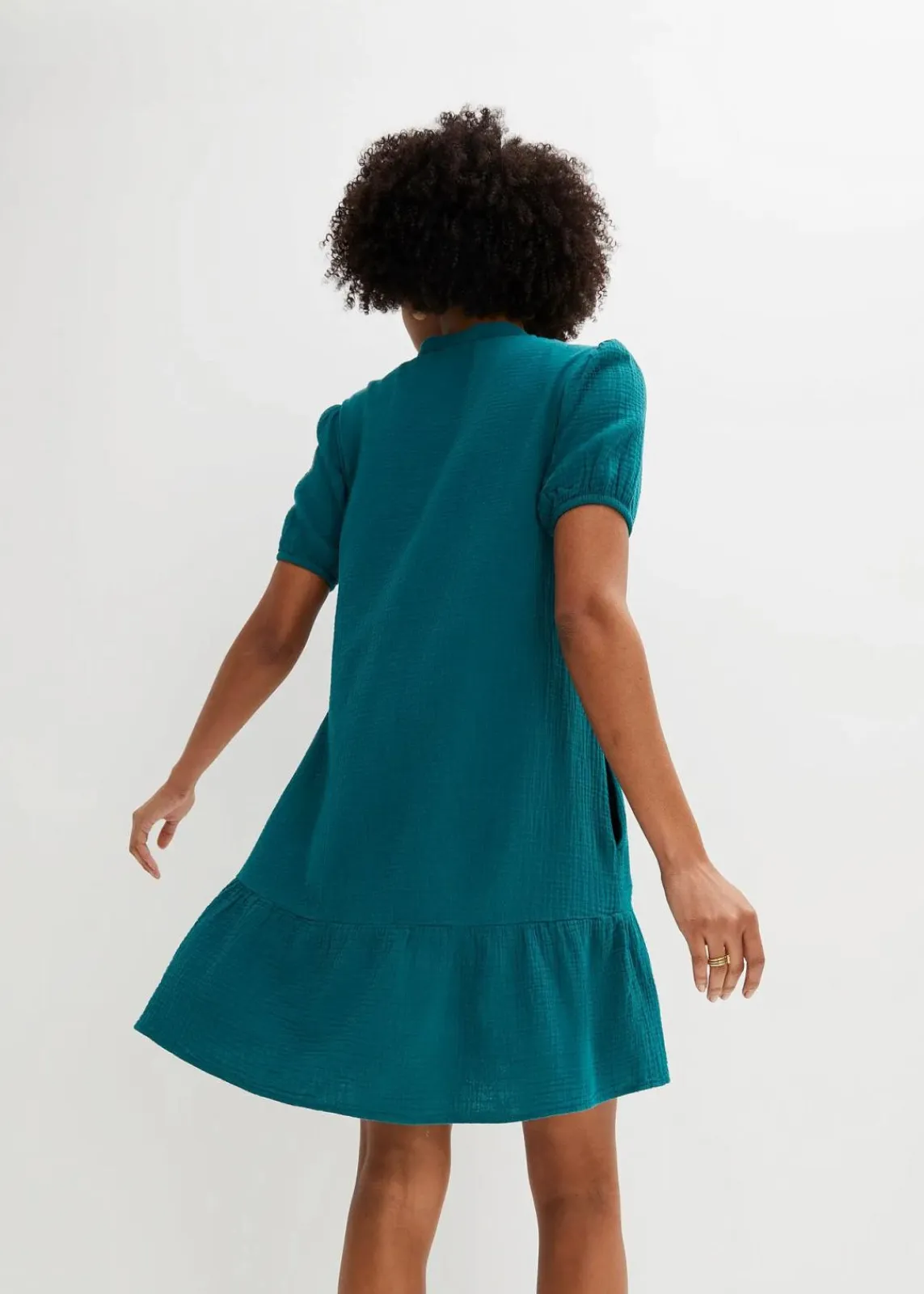 bonprix Kleider|Bekleidung·Pullover & Strickjacken^Minikleid aus Musselin petrol