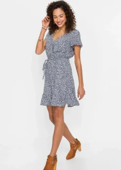 bonprix Nachhaltigere Materialien|Kleider^Minikleid aus nachhaltiger Viscose indigo geblümt