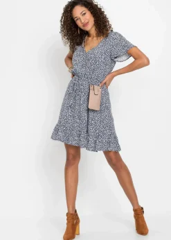 bonprix Nachhaltigere Materialien|Kleider^Minikleid aus nachhaltiger Viscose indigo geblümt