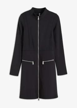 bonprix Nachhaltigere Materialien|Kleider^Minikleid aus Punto di Roma mit Reißveschlussdetail schwarz