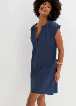 bonprix Bekleidung·Pullover & Strickjacken|Kleider^Minikleid aus reiner Baumwolle dunkelblau