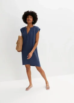 bonprix Bekleidung·Pullover & Strickjacken|Kleider^Minikleid aus reiner Baumwolle dunkelblau