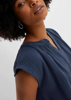 bonprix Bekleidung·Pullover & Strickjacken|Kleider^Minikleid aus reiner Baumwolle dunkelblau