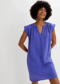 bonprix Kleider|Bekleidung·Pullover & Strickjacken^Minikleid aus reiner Baumwolle blauviolett