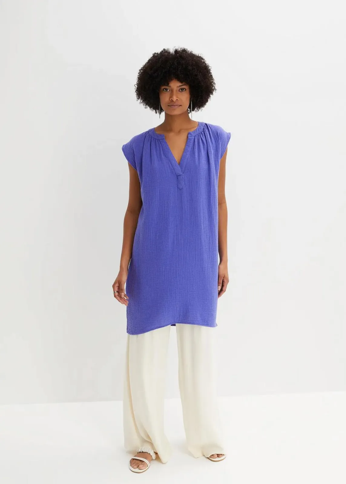 bonprix Kleider|Bekleidung·Pullover & Strickjacken^Minikleid aus reiner Baumwolle blauviolett