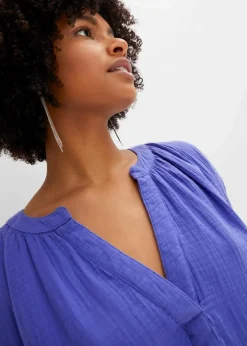 bonprix Kleider|Bekleidung·Pullover & Strickjacken^Minikleid aus reiner Baumwolle blauviolett