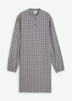 bonprix Kleider|Bekleidung·Pullover & Strickjacken^Minikleid aus reiner Baumwolle rauchgrau/schattengrau kariert