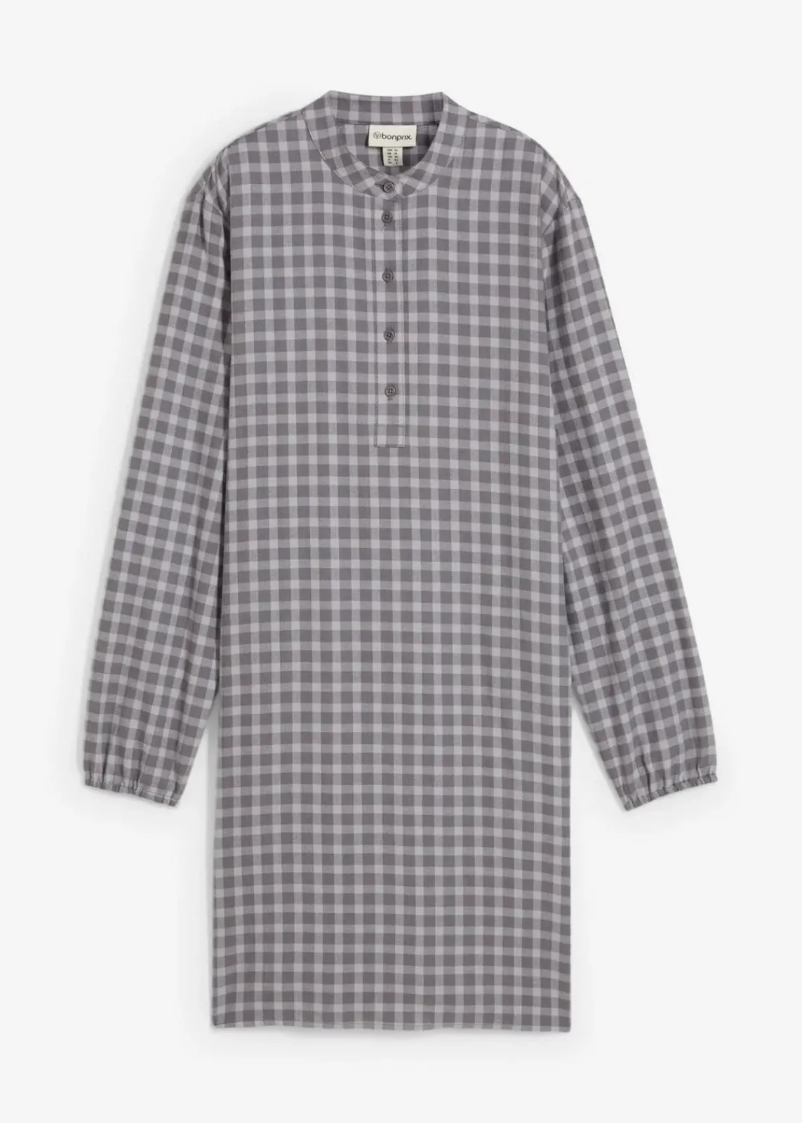 bonprix Kleider|Bekleidung·Pullover & Strickjacken^Minikleid aus reiner Baumwolle rauchgrau/schattengrau kariert