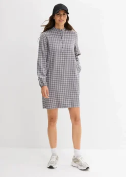 bonprix Kleider|Bekleidung·Pullover & Strickjacken^Minikleid aus reiner Baumwolle rauchgrau/schattengrau kariert