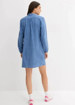 bonprix Bekleidung·Pullover & Strickjacken|Kleider^Minikleid aus reiner Baumwolle hellblau/hellindigo kariert