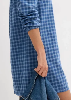 bonprix Bekleidung·Pullover & Strickjacken|Kleider^Minikleid aus reiner Baumwolle hellblau/hellindigo kariert