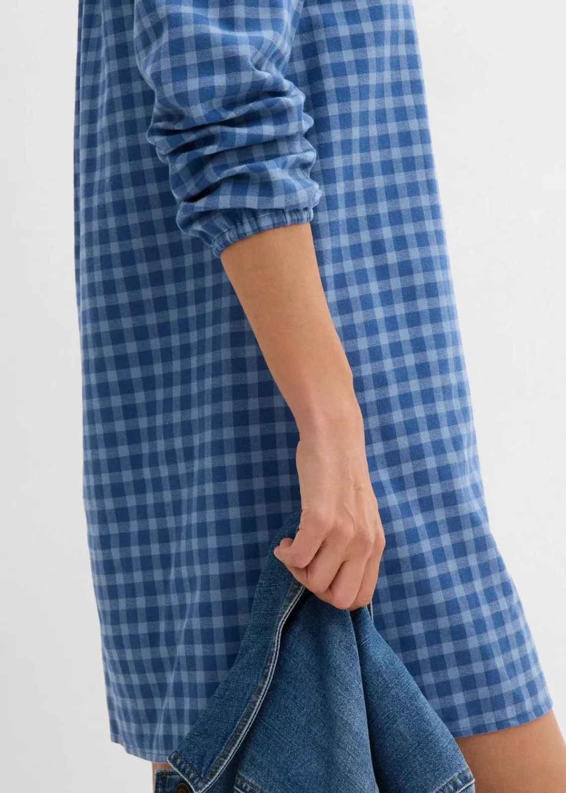 bonprix Bekleidung·Pullover & Strickjacken|Kleider^Minikleid aus reiner Baumwolle hellblau/hellindigo kariert