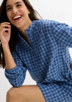 bonprix Bekleidung·Pullover & Strickjacken|Kleider^Minikleid aus reiner Baumwolle hellblau/hellindigo kariert