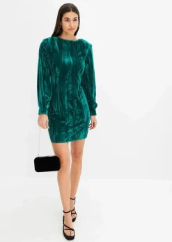 bonprix Nachhaltigere Materialien|Kleider^Minikleid aus Samt brillantgrün