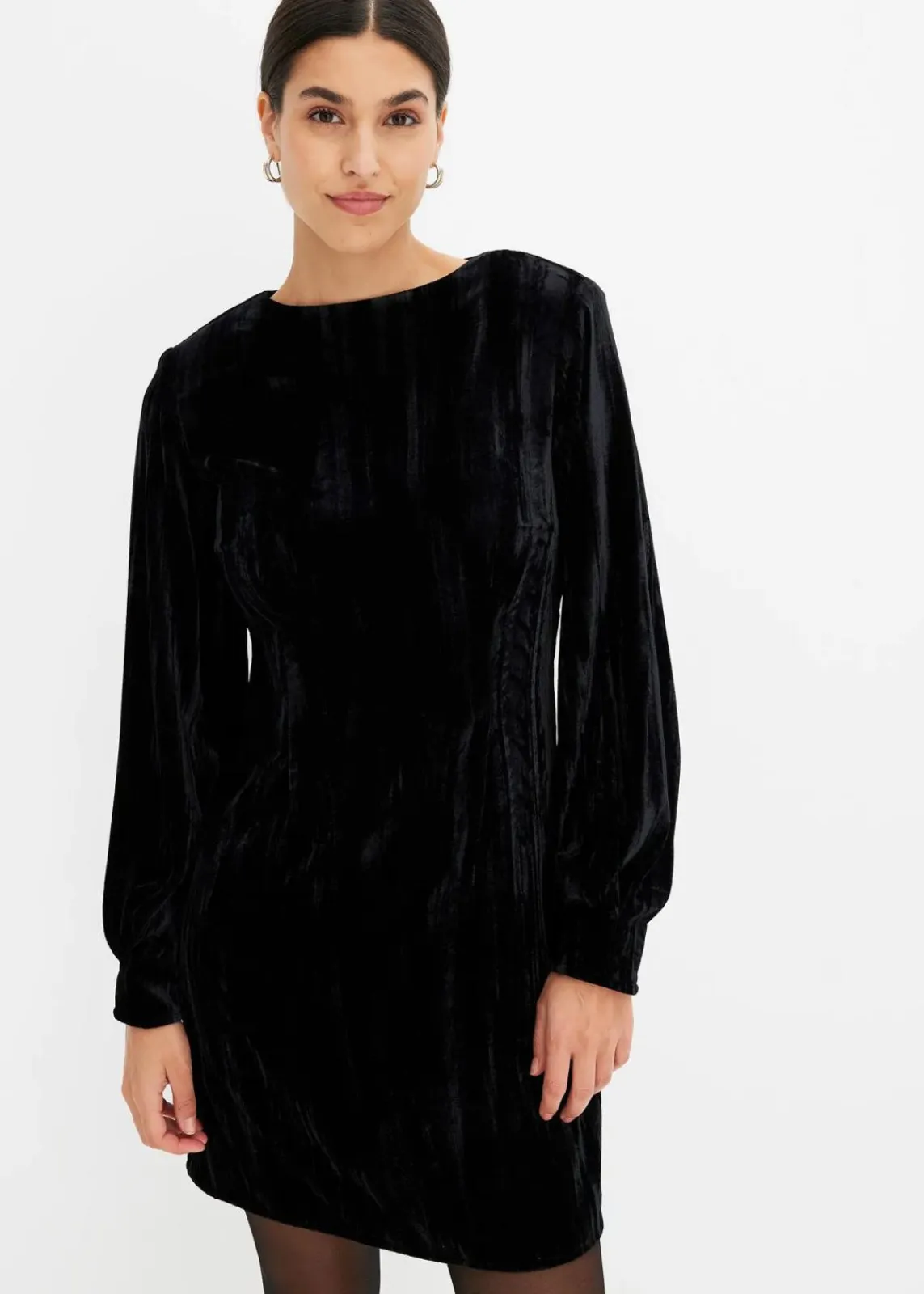 bonprix Bekleidung·Pullover & Strickjacken|Kleider^Minikleid aus Samt schwarz