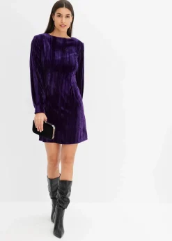 bonprix Nachhaltigere Materialien|Kleider^Minikleid aus Samt dunkellila