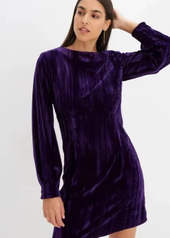 bonprix Nachhaltigere Materialien|Kleider^Minikleid aus Samt dunkellila