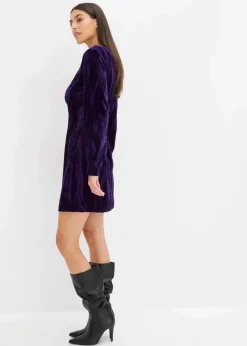 bonprix Nachhaltigere Materialien|Kleider^Minikleid aus Samt dunkellila