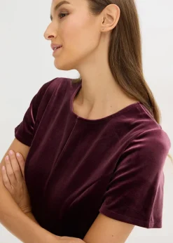 bonprix Kleider|Bekleidung·Pullover & Strickjacken^Minikleid aus softem Samt weinrot