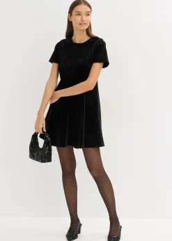 bonprix Bekleidung·Pullover & Strickjacken|Kleider^Minikleid aus softem Samt schwarz
