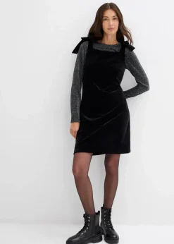 bonprix Kleider^Minikleid aus softem Samt schwarz