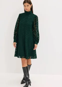 bonprix Kleider|Bekleidung·Pullover & Strickjacken^Minikleid aus Spitze dunkelgrün