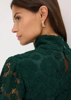 bonprix Kleider|Bekleidung·Pullover & Strickjacken^Minikleid aus Spitze dunkelgrün