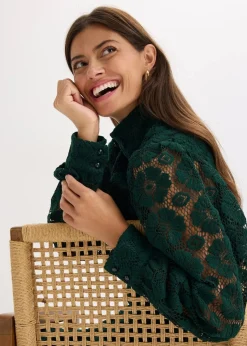 bonprix Kleider|Bekleidung·Pullover & Strickjacken^Minikleid aus Spitze dunkelgrün
