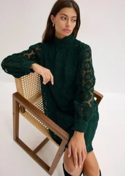 bonprix Kleider|Bekleidung·Pullover & Strickjacken^Minikleid aus Spitze dunkelgrün