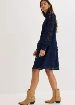 bonprix Kleider|Bekleidung·Pullover & Strickjacken^Minikleid aus Spitze dunkelblau
