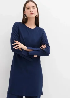 bonprix Kleider^Minikleid aus strukturiertem Material dunkelblau