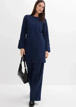 bonprix Kleider^Minikleid aus strukturiertem Material dunkelblau