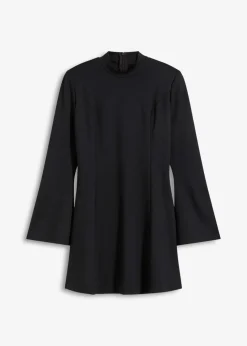 bonprix Nachhaltigere Materialien|Kleider^Minikleid in A-Linie und Trompetenärmeln schwarz