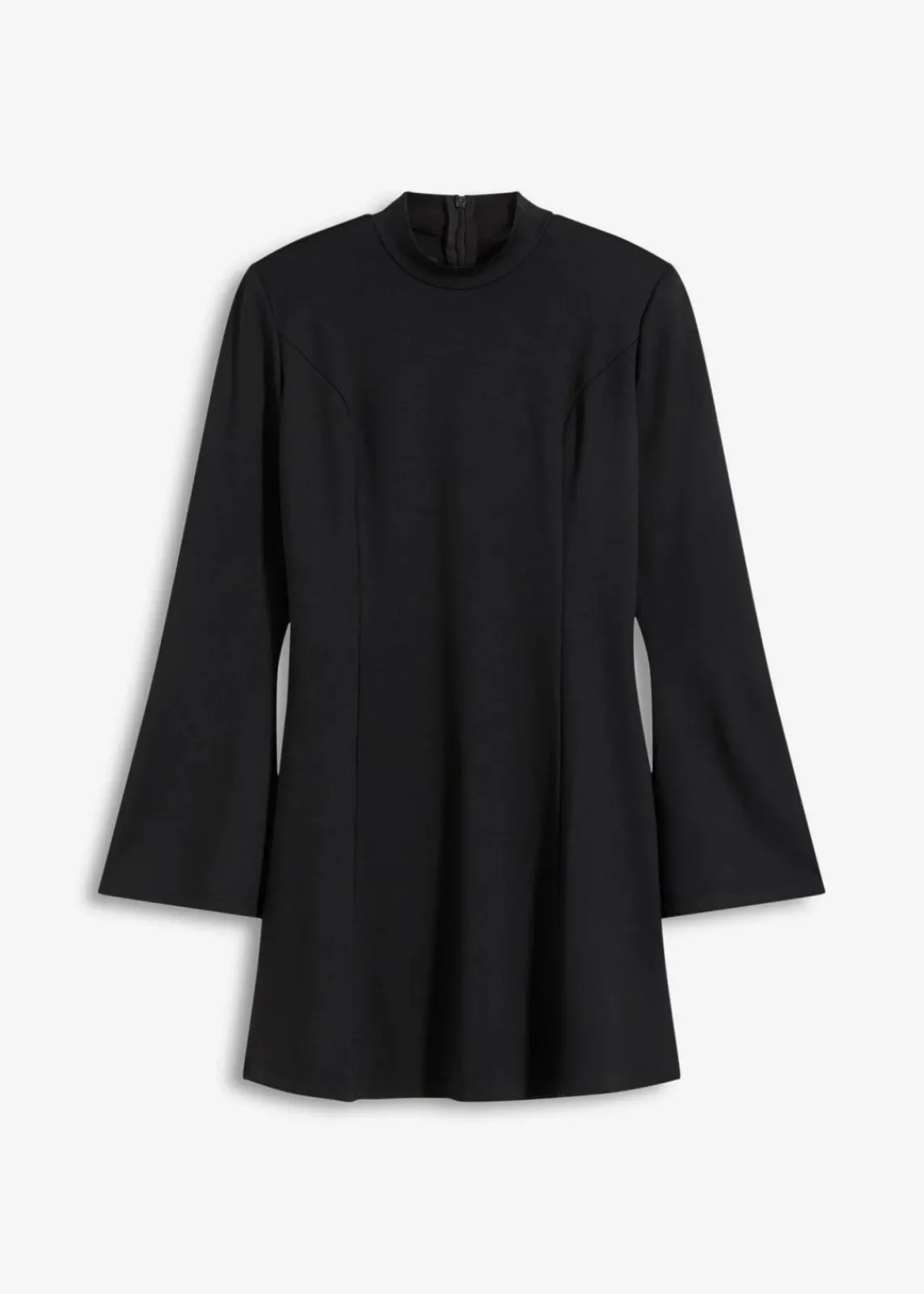 bonprix Nachhaltigere Materialien|Kleider^Minikleid in A-Linie und Trompetenärmeln schwarz