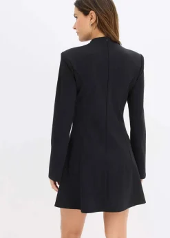 bonprix Nachhaltigere Materialien|Kleider^Minikleid in A-Linie und Trompetenärmeln schwarz