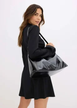 bonprix Nachhaltigere Materialien|Kleider^Minikleid in A-Linie und Trompetenärmeln schwarz