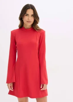 bonprix Kleider|Nachhaltigere Materialien^Minikleid in A-Linie und Trompetenärmeln salsarot