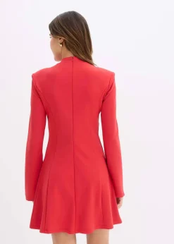 bonprix Kleider|Nachhaltigere Materialien^Minikleid in A-Linie und Trompetenärmeln salsarot