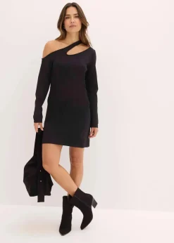 bonprix Bekleidung·Pullover & Strickjacken|Kleider^Minikleid mit Cut-Outs schwarz