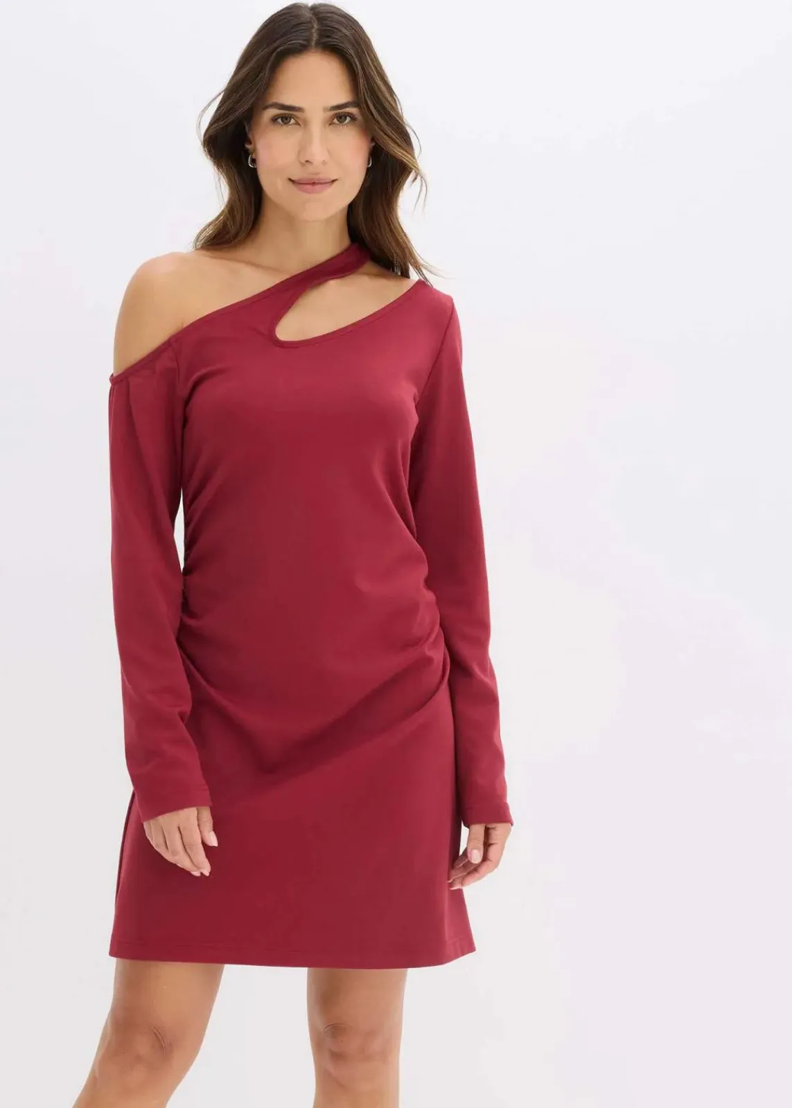 bonprix Kleider|Bekleidung·Pullover & Strickjacken^Minikleid mit Cut-Outs pflaumenrot
