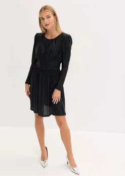 bonprix Bekleidung·Pullover & Strickjacken|Kleider^Minikleid mit Glitzer schwarz