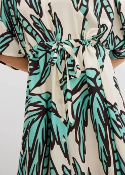 bonprix Nachhaltigere Materialien|Kleider^Minikleid mit Kimono-Ärmeln aus fließender Viskose natur/dunkelbraun/mentholblau floral