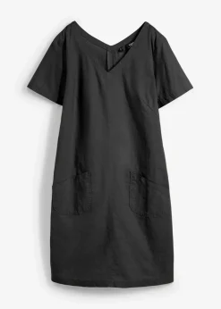 bonprix Nachhaltigere Materialien|Kleider^Minikleid mit Leinen schwarz