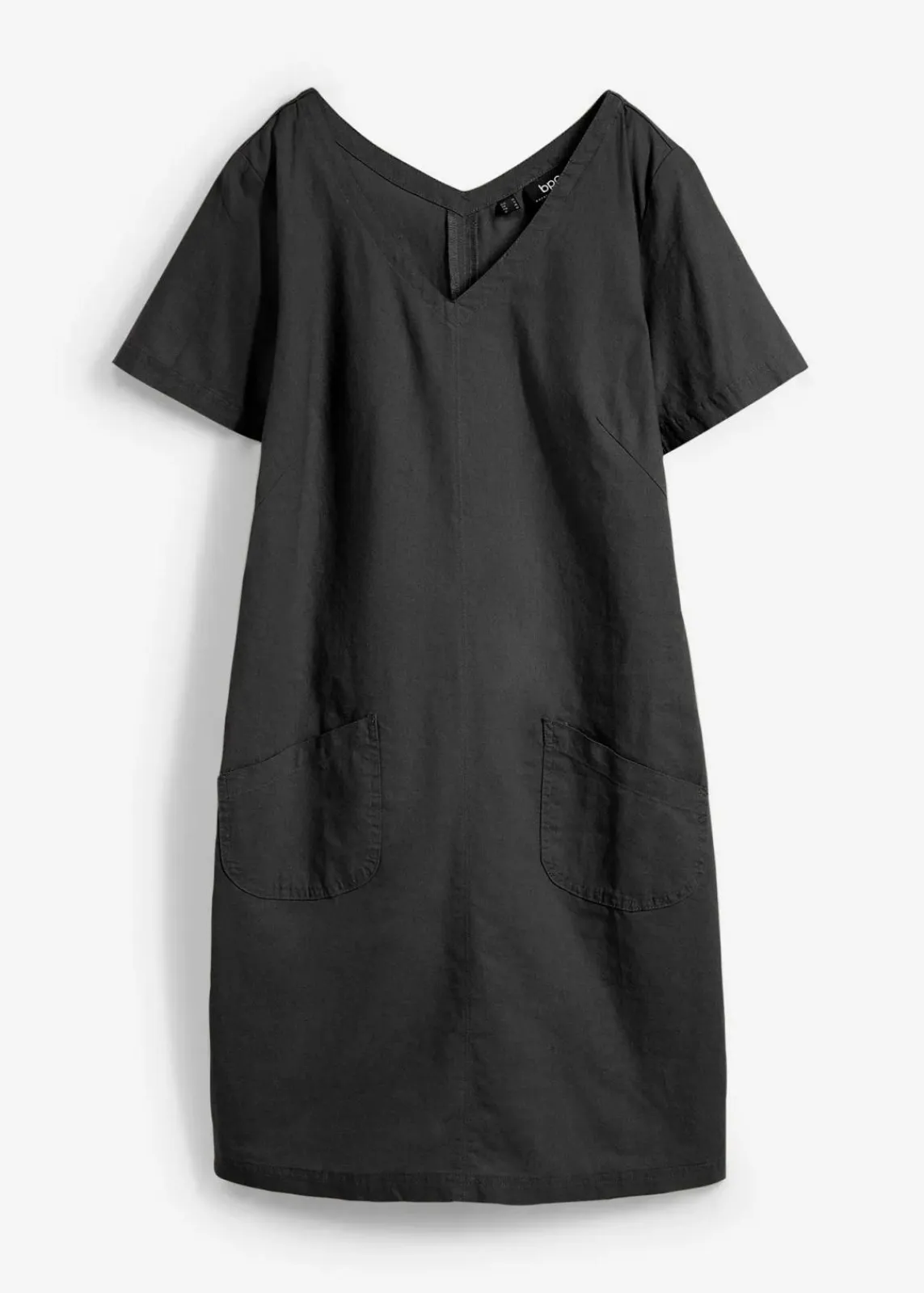 bonprix Nachhaltigere Materialien|Kleider^Minikleid mit Leinen schwarz
