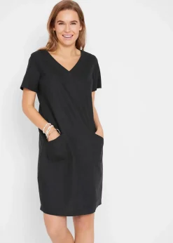 bonprix Nachhaltigere Materialien|Kleider^Minikleid mit Leinen schwarz