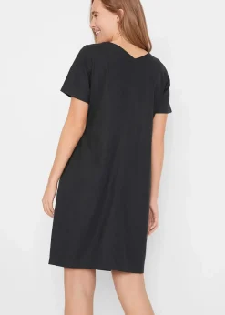 bonprix Nachhaltigere Materialien|Kleider^Minikleid mit Leinen schwarz