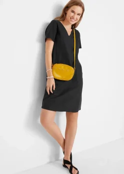 bonprix Nachhaltigere Materialien|Kleider^Minikleid mit Leinen schwarz