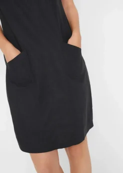 bonprix Nachhaltigere Materialien|Kleider^Minikleid mit Leinen schwarz